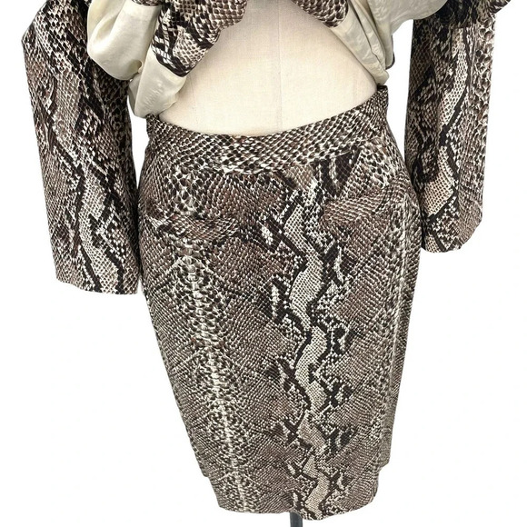 Flora Kung New York Vintage Snakeskin Printed 2-Piece Skirt Suit Set Size 4‎ - Picture 4 of 14